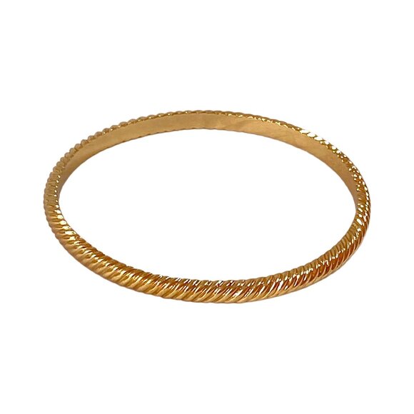 J Crew Bracelet S/M Yellow Gold Plated Bangle Skinny Textured Stackable Y2K VSCO - Picture 10 of 16